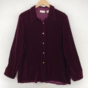 Ann Taylor Velvet Shirt in Deep Burgundy Size 10